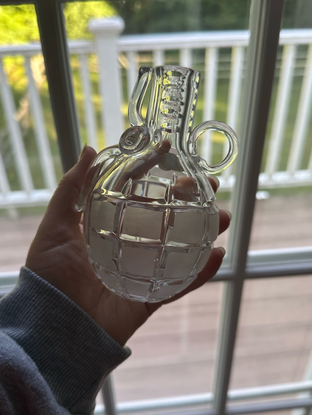 Clear Glass Grenade-Shaped Decanter Decorative Bottle